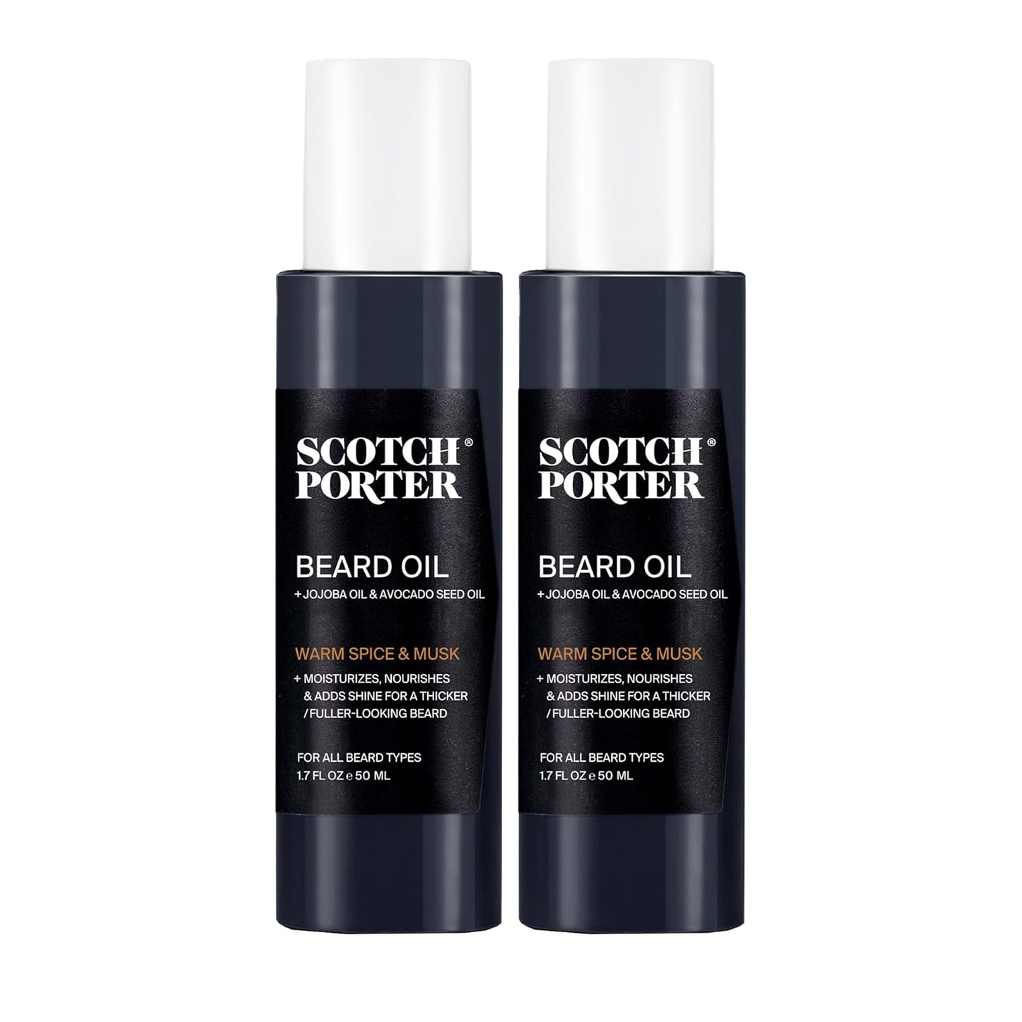 Scotch Porter Smoothing Beard Oil – Nourishing Oil Seals in Moisture & Smooths Flyaways for a Frizz-Free, Fuller/Healthier-Looking Beard with All-Day Shine – Original Scent, 1.7 oz. - 2 Pack