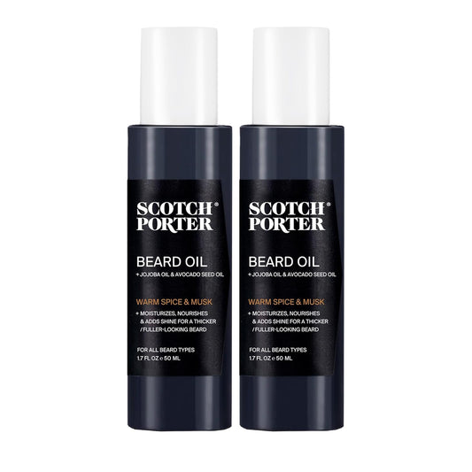 Scotch Porter Smoothing Beard Oil – Nourishing Oil Seals in Moisture & Smooths Flyaways for a Frizz-Free, Fuller/Healthier-Looking Beard with All-Day Shine – Original Scent, 1.7 oz. - 2 Pack