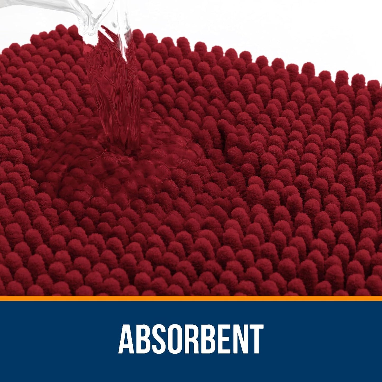 OLANLY Toilet Rugs U-Shaped 24x20, Extra Soft Absorbent Chenille Contour Bathroom Rugs for Toilet, Dry Quickly, Machine Washable, Non-Slip Bath Mat, Red