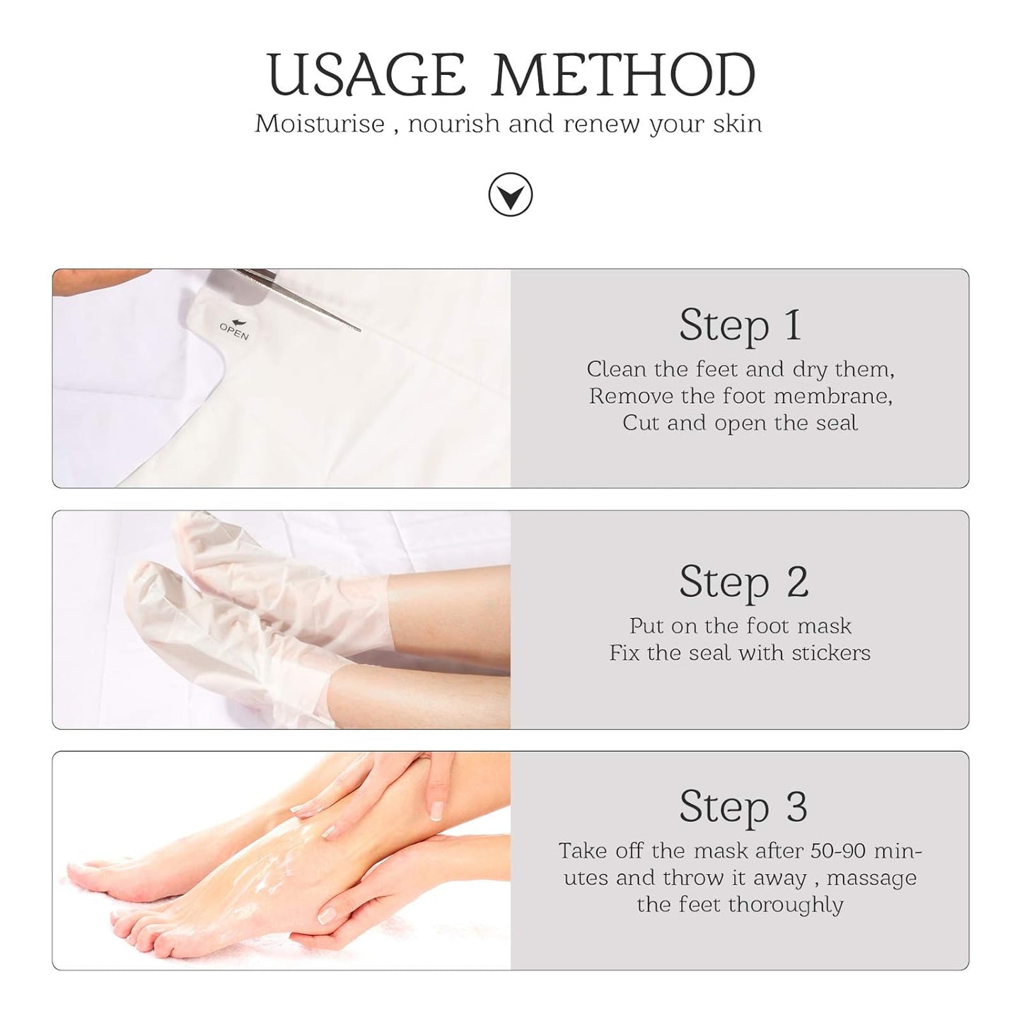 Foot Mask for Dry Cracked Feet, 3 Pairs Feet Peeling Mask, Foot Masks That Remove dead Skin, Callus Remover, Dry, Cracked Skin, Intensely Moisturizes Repairs, Spa Experience, Natural Exfoliator