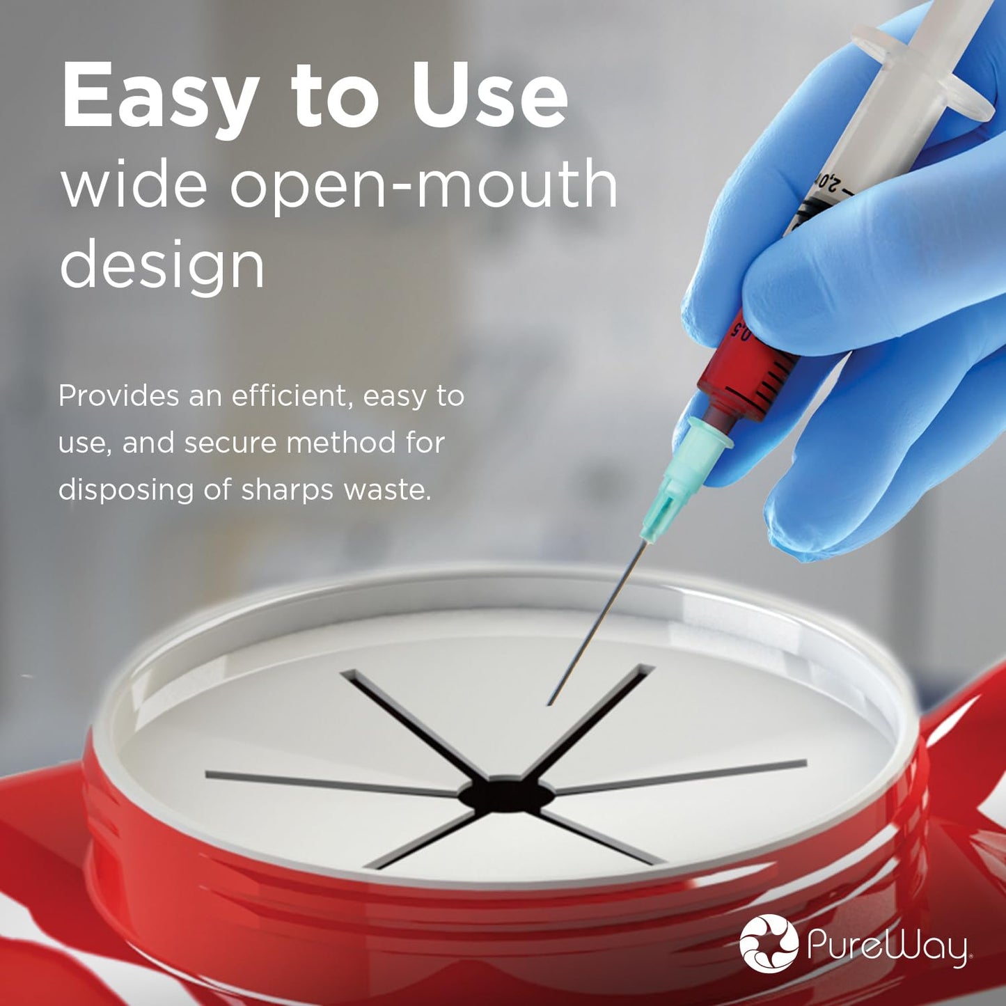 MailBack 2 Gallon PureWay Sharps Container Disposal System - [PrePaid Return Label Included] for Home, Travel, Professional, and Personal Use