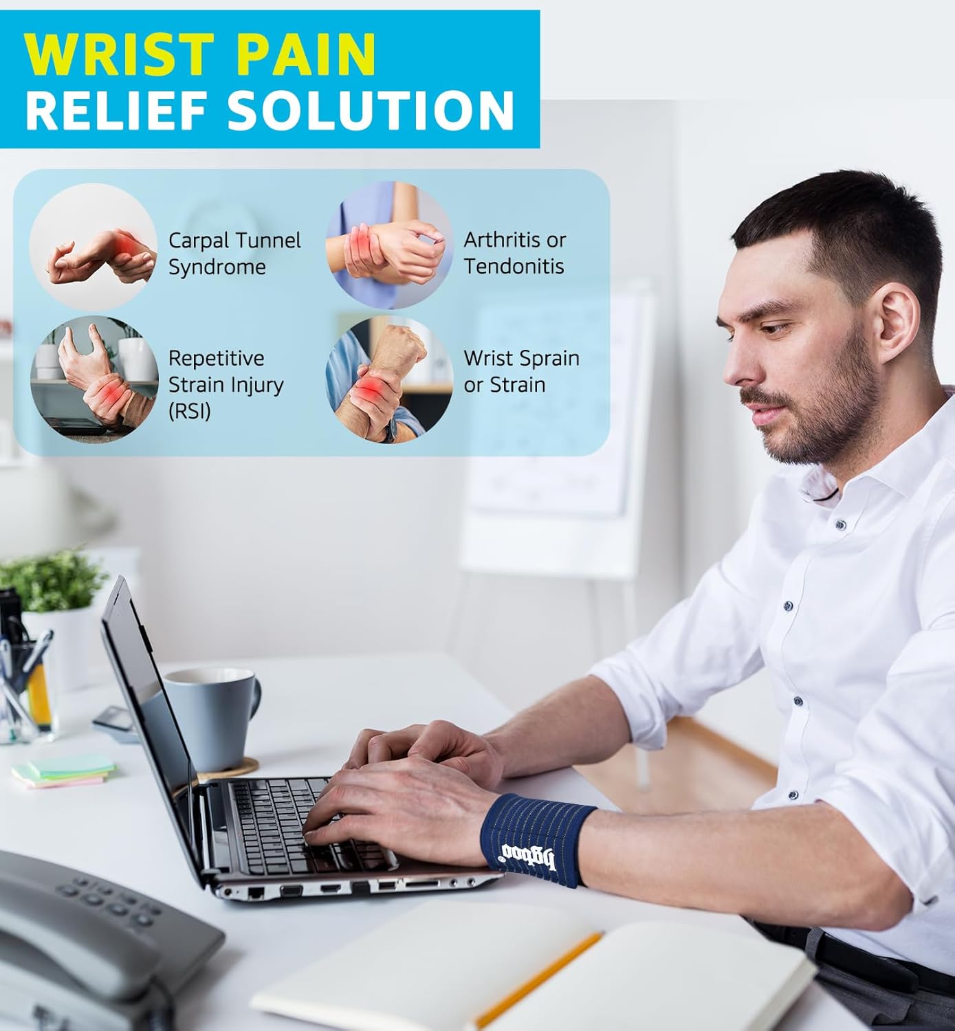 Compression Wrist Bands (2 PCS), High-Elastic Straps Wrist Wraps Wrist Brace for Sports Weightlifting Tennis Basketball Tendonitis Carpal Tunnel Arthritis - Breathable Fabric (Navy Blue)