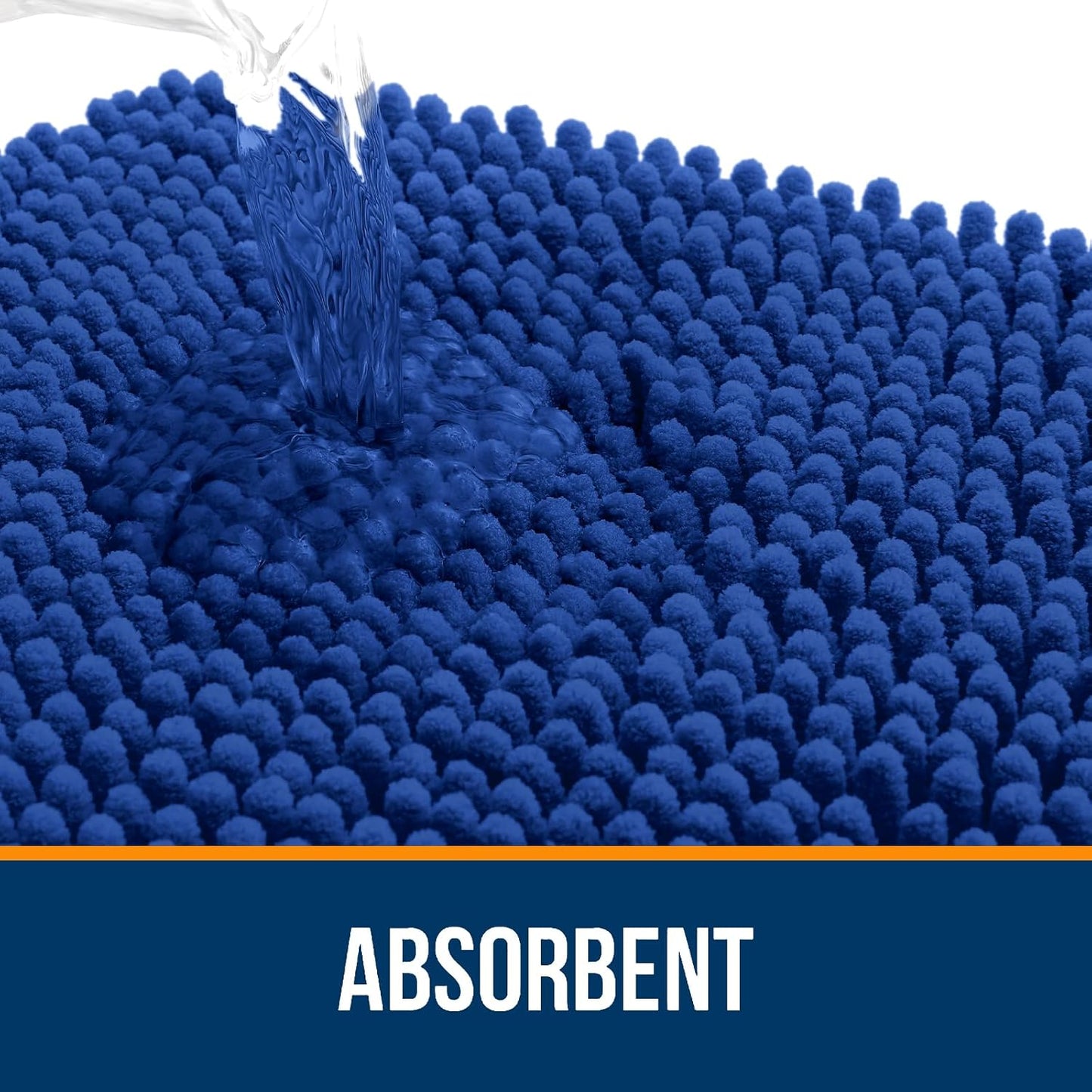 OLANLY Bathroom Rugs 40x32, Extra Soft Absorbent Chenille Bath Rugs, Rubber Backing Quick Dry, Machine Washable Bath Mats for Bathroom Floor, Tub and Shower, Home Decor Accessories, Royal Blue