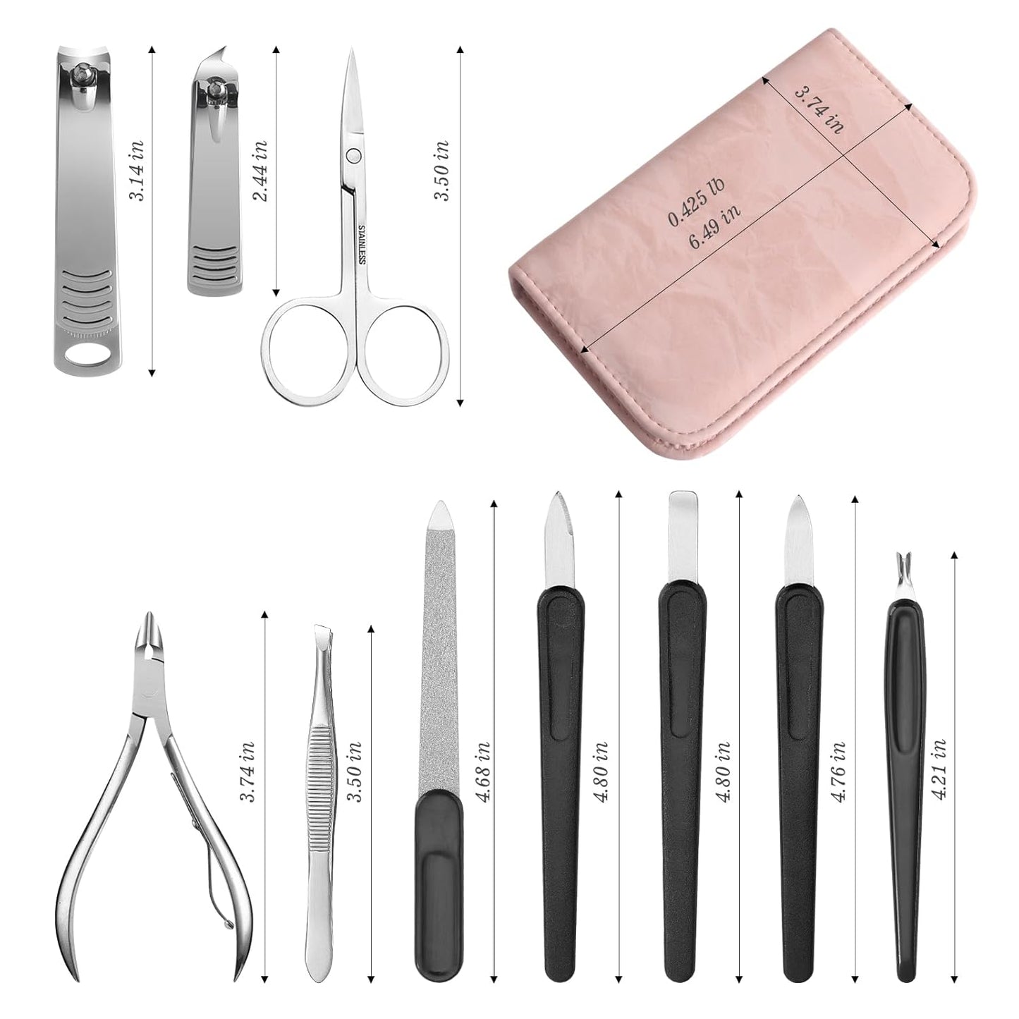 Manicure Pedicure Set, Nail Clipper Set 10-Piece Set Professional Manicure Kit Nail Kit with Portable Pink Travel Case Gift for Men Boyfriend Parent
