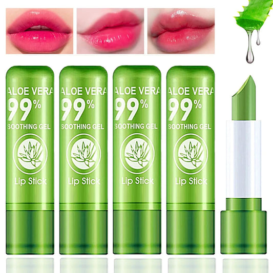 5 Pieces Aloe Vera Lipstick,Long Lasting Moisturizing Lip Balm,Nourishing Lip stick,Lipstick,Lip Balm,Magic Temp Color Change,Waterproof Lip Gloss Matte Makeup