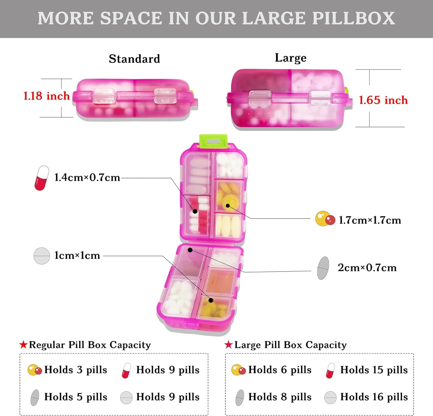 Large Pill Organizer With Medicine Labels - 7 Day Travel Daily Container, Mini Medication Storage Case (Purple, 161 Labels)