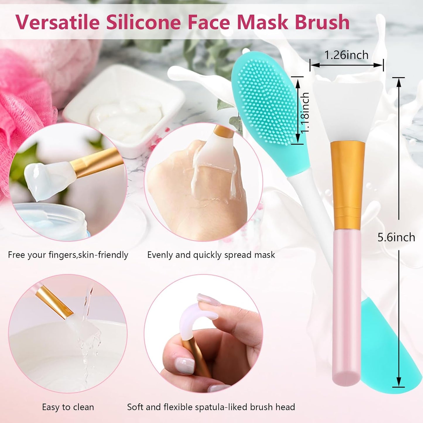 Silicone Face Scrubber, 2pcs Exfoliating Lip Brush, 1pcs Cleansing Brush,2pcs Face Mask Exfoliator Blackhead Skin Care Tool