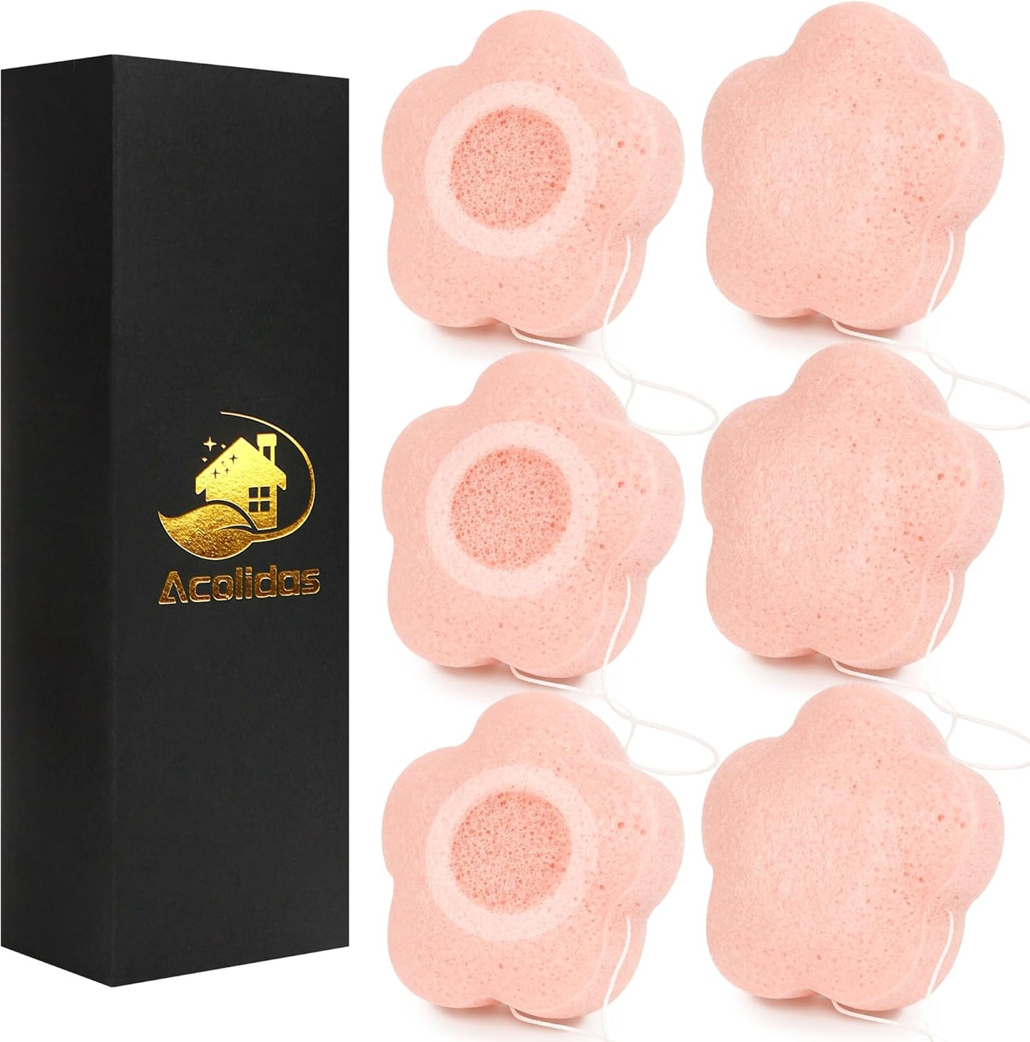 Konjac Facial Sponges Scrubbers Set for Cleansing Exfoliating Washing Face Body, Organic Natural Face Sponge Puffs for Exfoliator Skincare Makeup Removal, Safe for Women Men Sensitive Oily Dry Skin