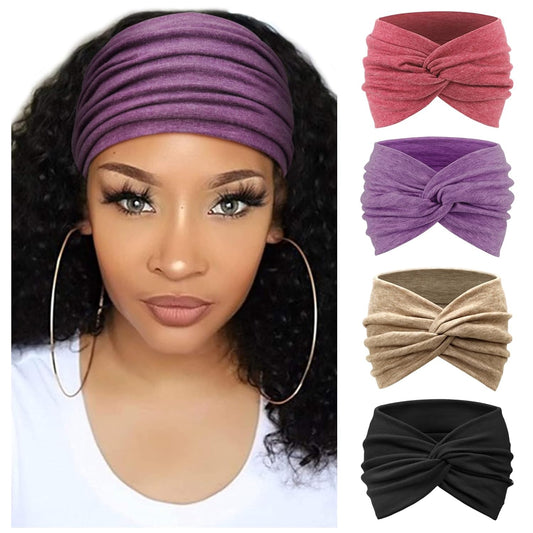 Extra Wide Headbands for Women Large Turban Headband Non Slip Boho Elastic Hairband Hair Twisted Knot Head Bands Accessories