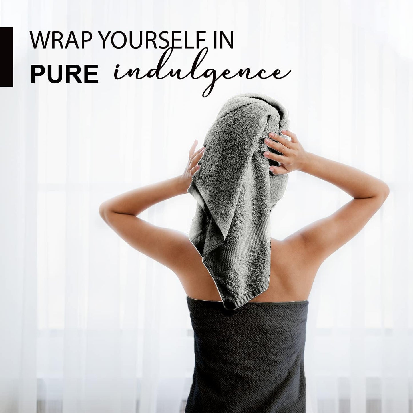 100% Cotton Bath Towels, 24x48 Pack of 6 Towels, Quick Dry, Highly Absorbent, Soft Feel Towel, Gym, Spa, Bathroom, Shower, Pool, Luxury Soft Towels (Light Grey, 24x48-6 Pack)