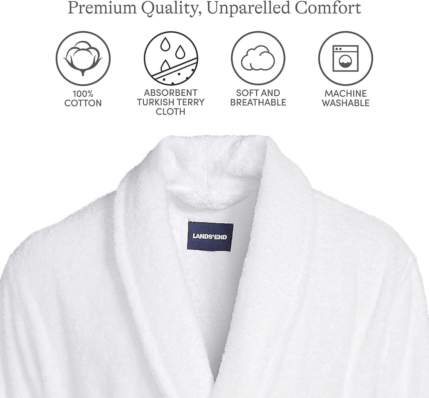 Lands' End Men's Calf Length Turkish Cotton Terry Bathrobe