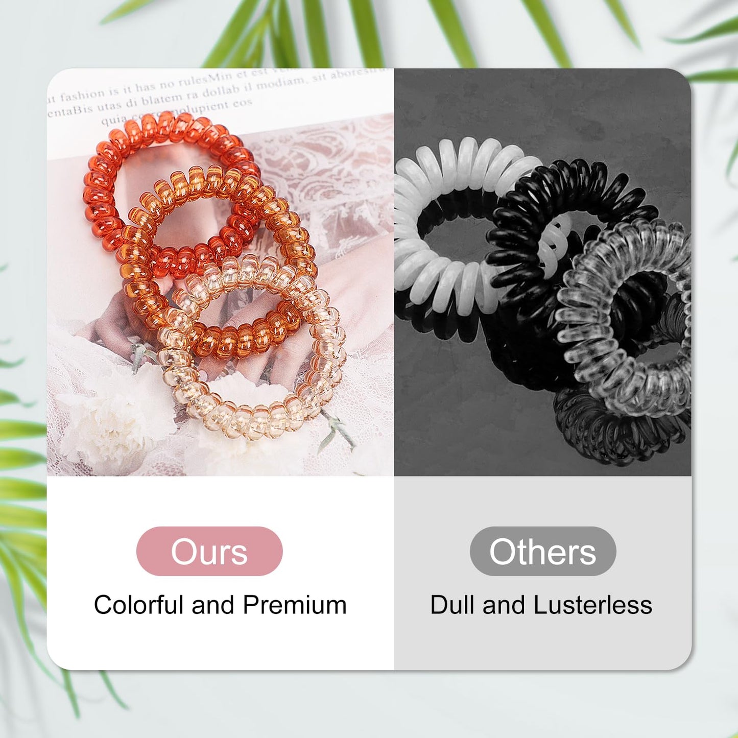 JessLab Spiral Hair Ties for Women, 10-Pack Traceless No-Damage Ponytail Holders, Coils Hair Bands for Girls, Assorted Colors