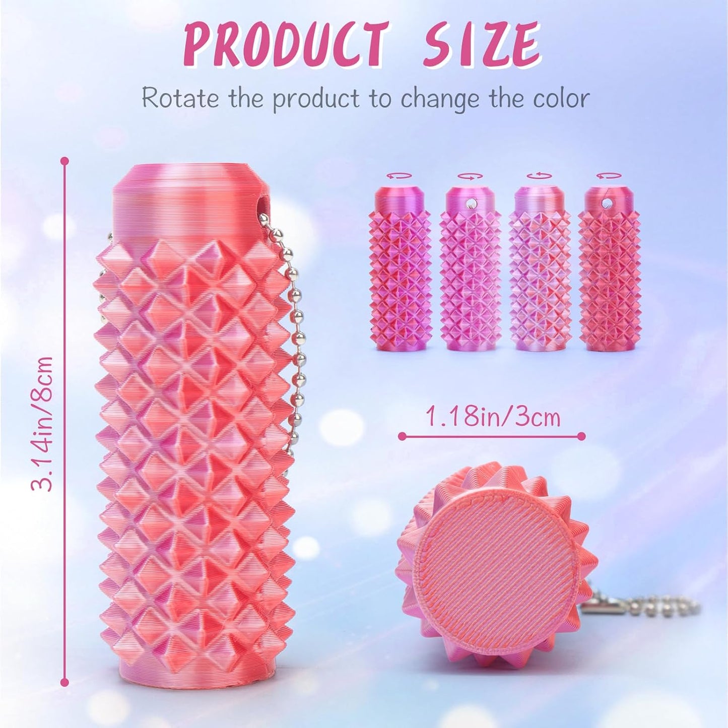 Spiky Fidget Roller Keychain, Anxiety Relief Handheld Sensory Toy, Stress Click Stick with Key Clip (6PCS, Normal)