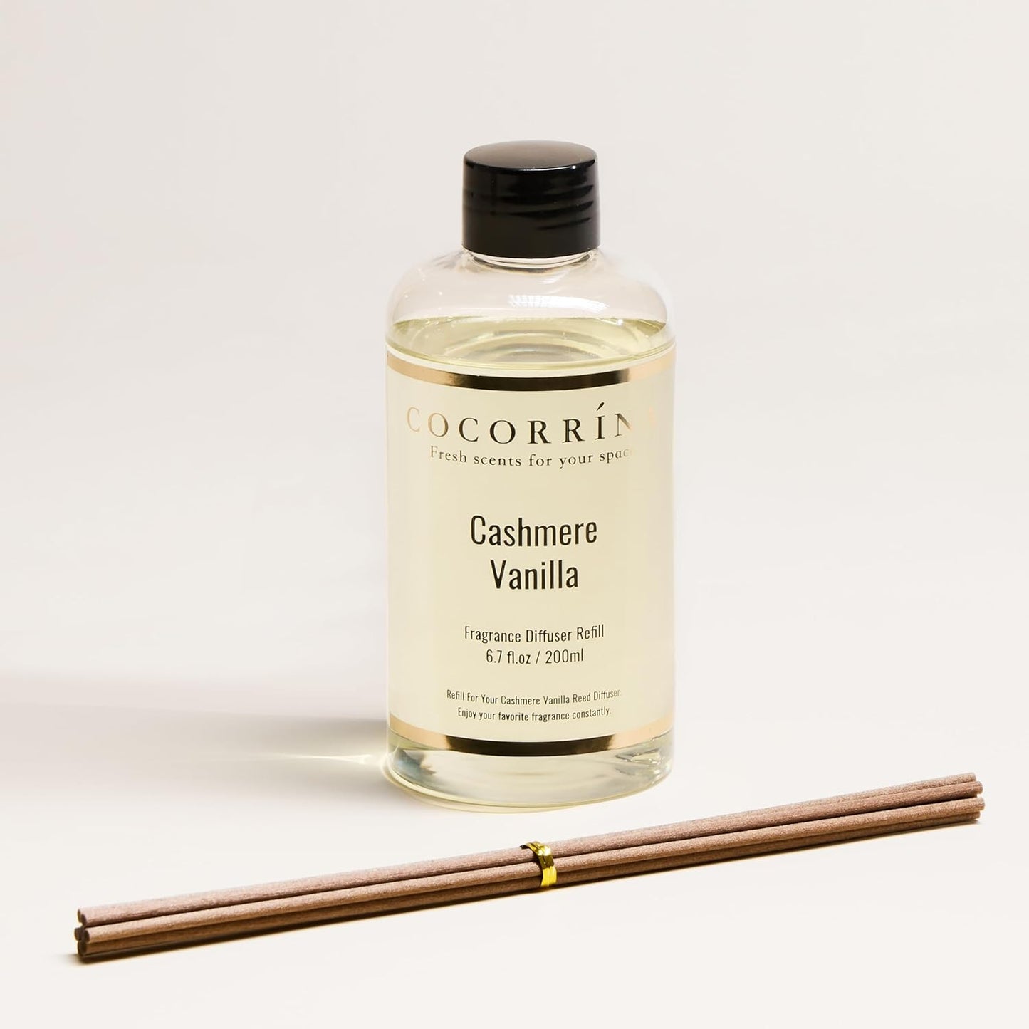 COCORRÍNA Reed Diffuser Refill - Cashmere Vanilla 6.7 Fl.oz Reed Diffuser Refill with 8 Sticks