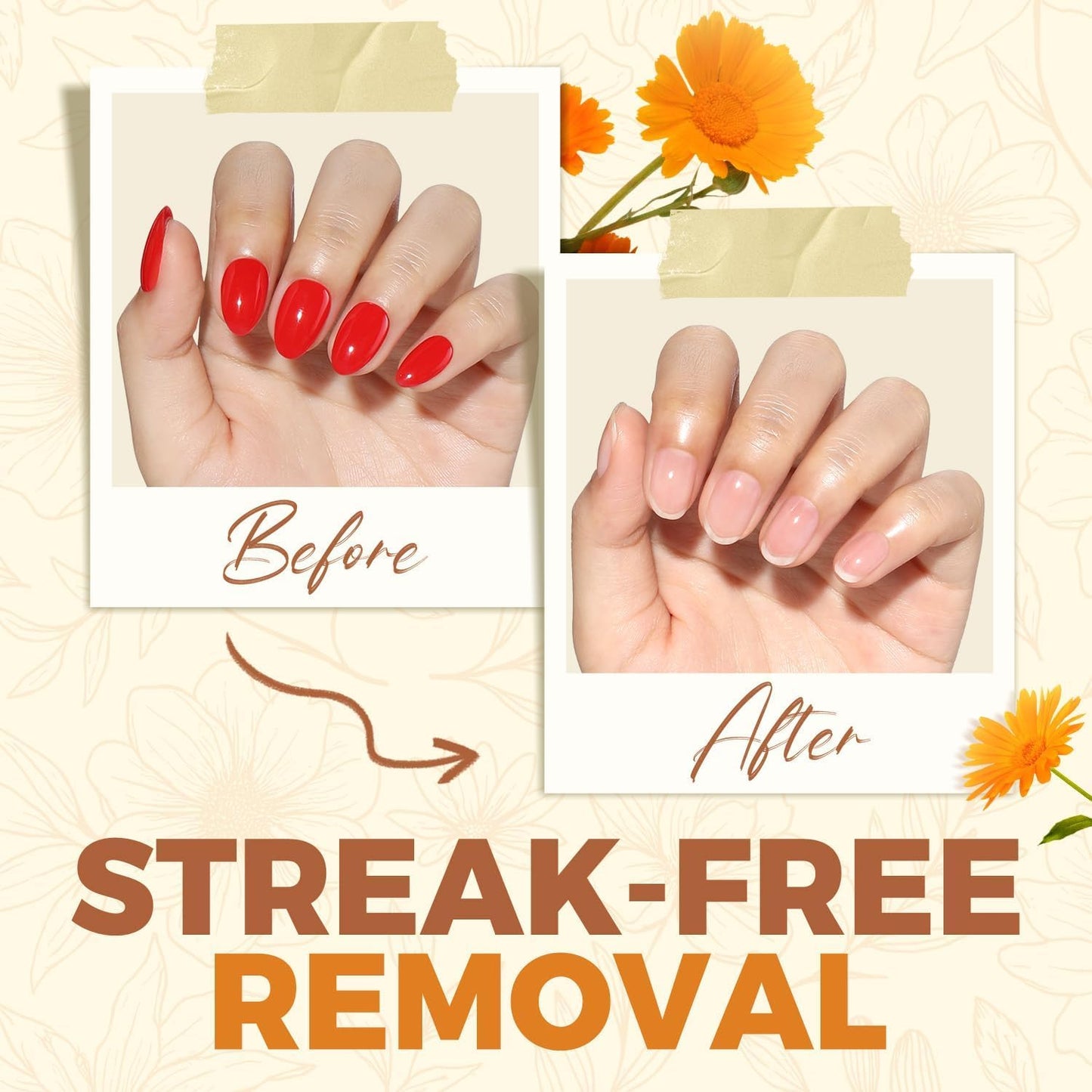 UNA GELLA Acetone Nail Polish Remover, Soak Off Gel Nail Polish Remover With Easy Use Cap, Healthy Formula Works For Acrylic Nail Glue 8 Fl Oz, Calendula Scent