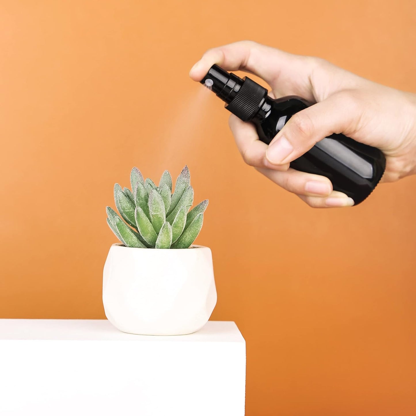 2oz Glass Spray Bottle, Fine Mist Boston Glass Bottles with Black Fine Mist Sprayer Small Clear Bottles for Essential Oils, Bath, Beauty, Hair & Cleaning, UV Black, Pack of 12