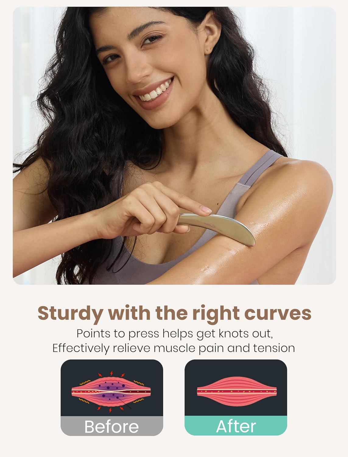 lifechill Stainless Steel Gua Sha Body Tool, Metal Muscle Scraper Tool for Physical Therapy, Fascia Massage Tools for Pain Relief Deep Tissue, IASTM for Self Care Routine