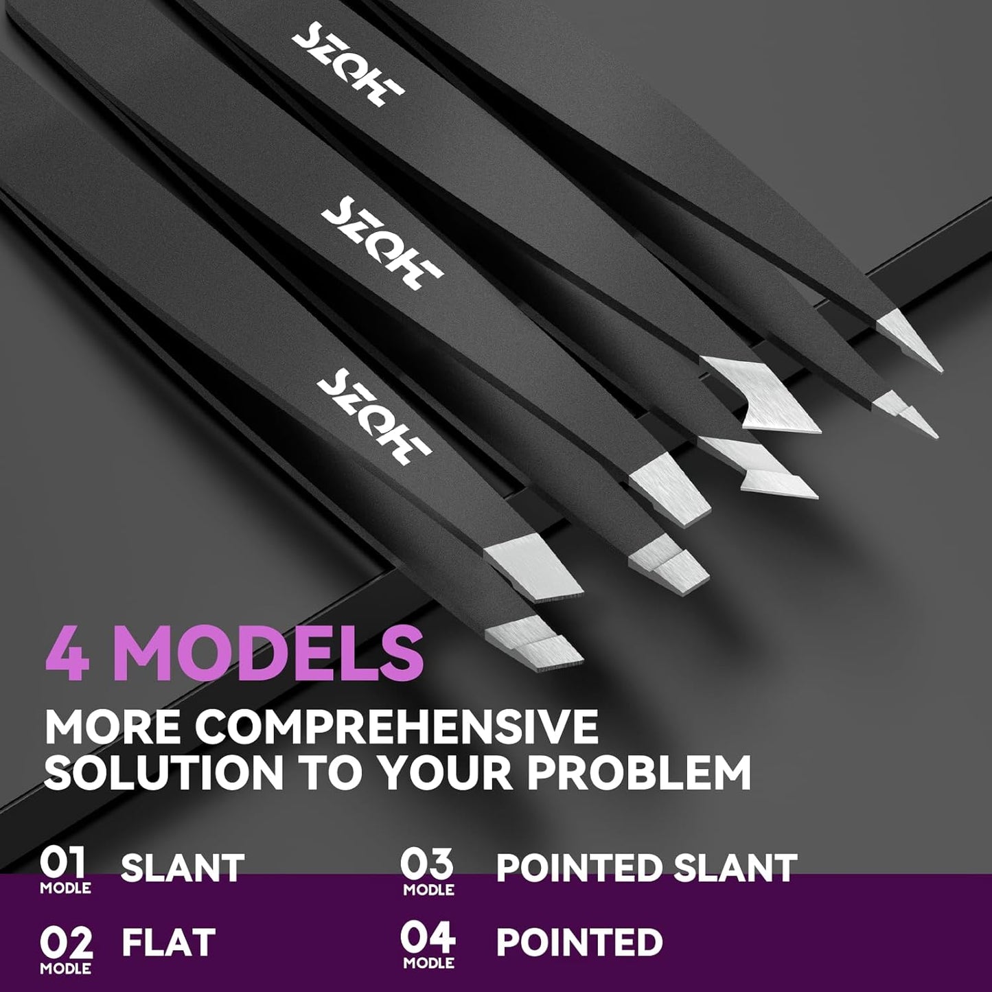 Professional Tweezers Set for Eyebrows – 4PC Precision Stainless Steel Tweezers Kit with Slant, Pointed & Flat Tips – Eyebrow Hair Removal Tool for Women & Men – Eco-Friendly Paper Tube Packaging