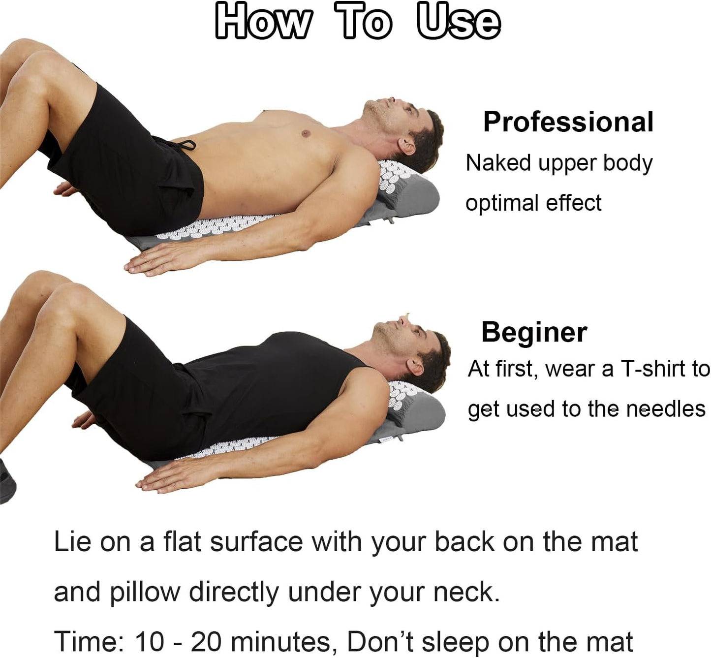 Acupressure Mat and Pillow Set with Bag - Large Size 28.7 X 16.5 inch Acupuncture Mat for Neck & Back Pain, Muscle Relaxation Stress Relief, Sciatica Pain Relief Pillow (Gray)