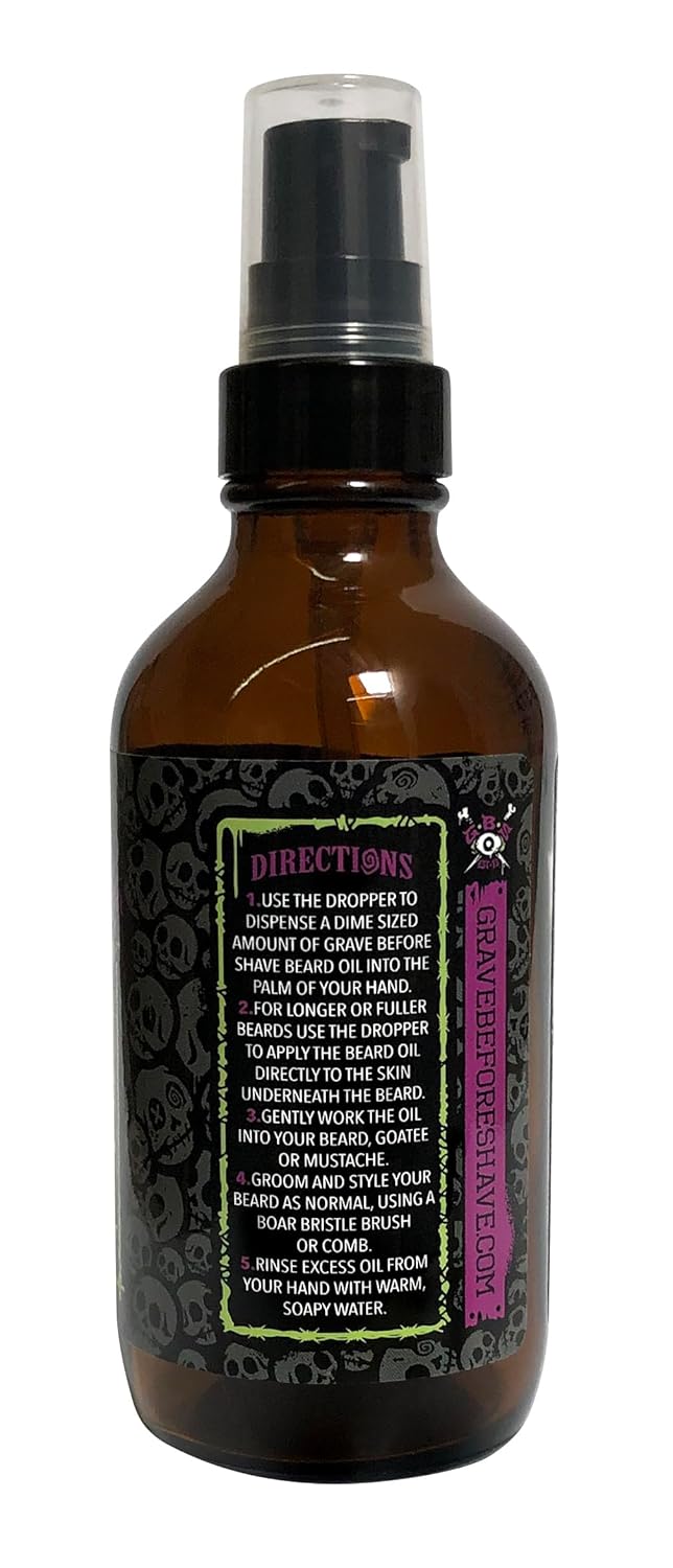 Grave Before Shave Voodoo Blend beard oil 4 oz bottle with pumptop dispenser