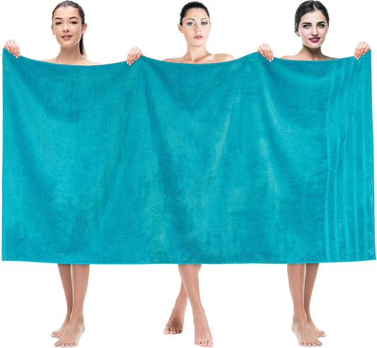 American Soft Linen 35x70 Jumbo Large Bath Towels, 600 GSM 100% Cotton Turkish Bath Sheet, Oversized Luxury Bath Towels for Bathroom Beach and Pool, Aqua Blue