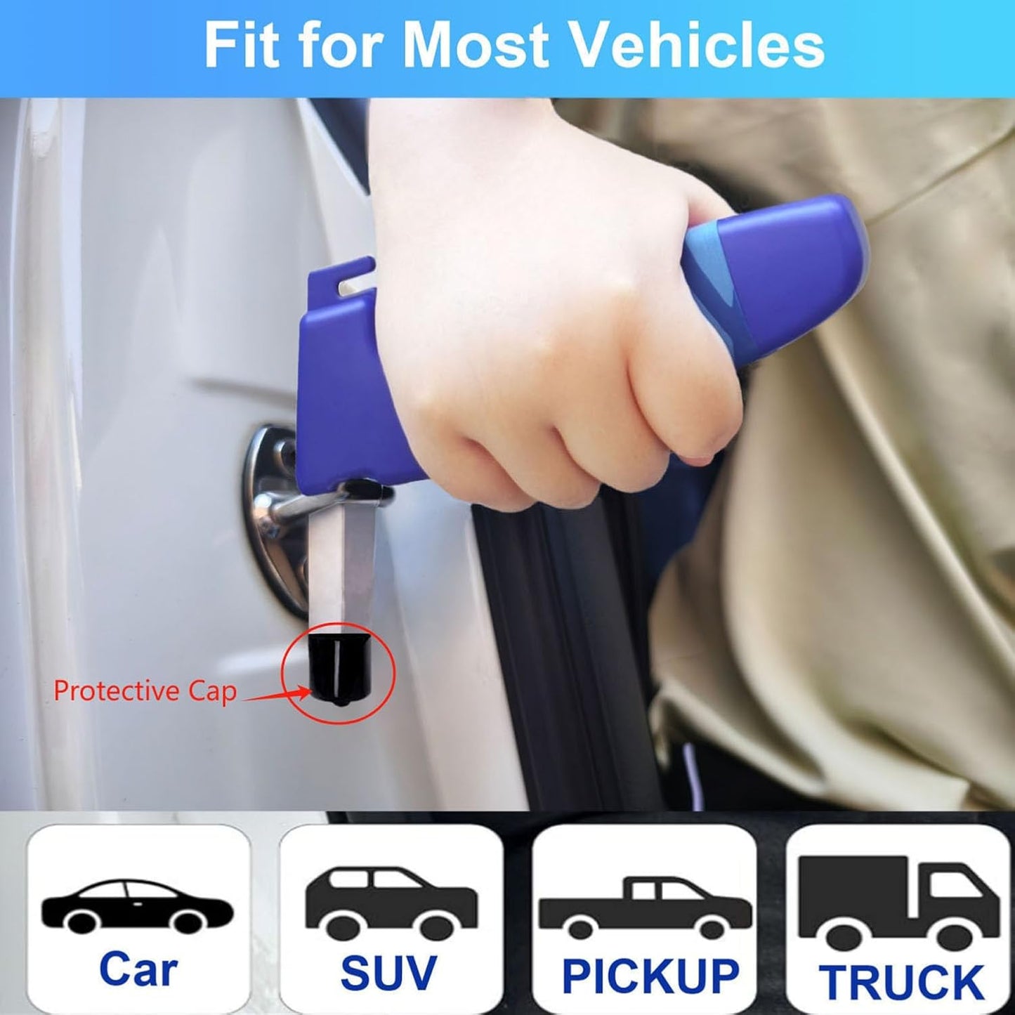 Car Door Handle for Elderly, 3-in-1 Multifunctional Handle Assist, Ultra Grip Mobility Handle for Car, Portable Vehicle Support Door Assist Bar, Max Load 500 Lbs, Anti-Slip Design, Blue/1 Pack