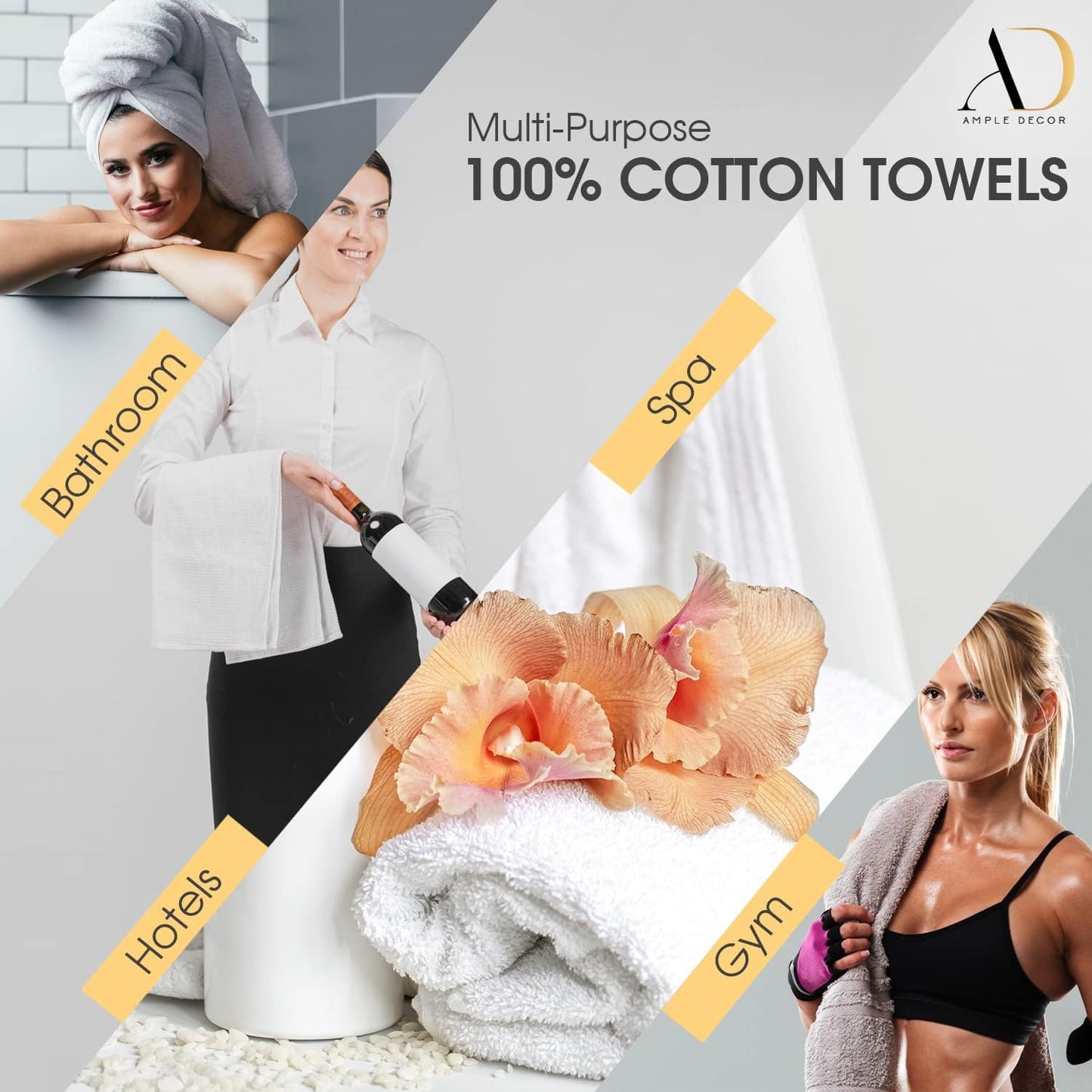 Ample Decor Hand Towels Set of 4 600 GSM 100% Cotton Soft Absorbent Thick Premium Quality, for Hotel, Bathroom, Spa, Daily Use, Gym - Green - 18 X 28 Inch