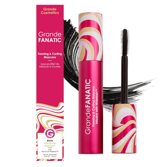 Grande Cosmetics GrandeFANATIC Fanning & Curling Mascara with Conditioning Peptides - for Longer-Looking, Lifted Lashes - Black (0.37 oz)