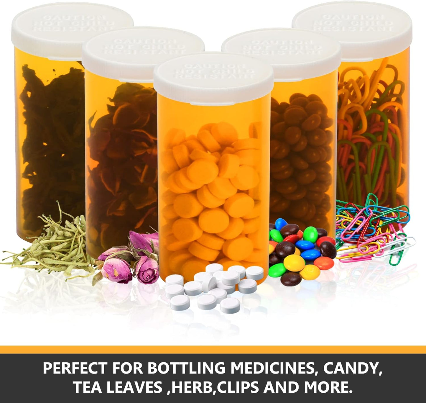 Empty Plastic Pill Bottles with Easy Open Caps (Not Child Resistant), Prescription Medication Vials, Clear Containers Pill Cases Dispenser Organizers (12pcs, 40 Dram)