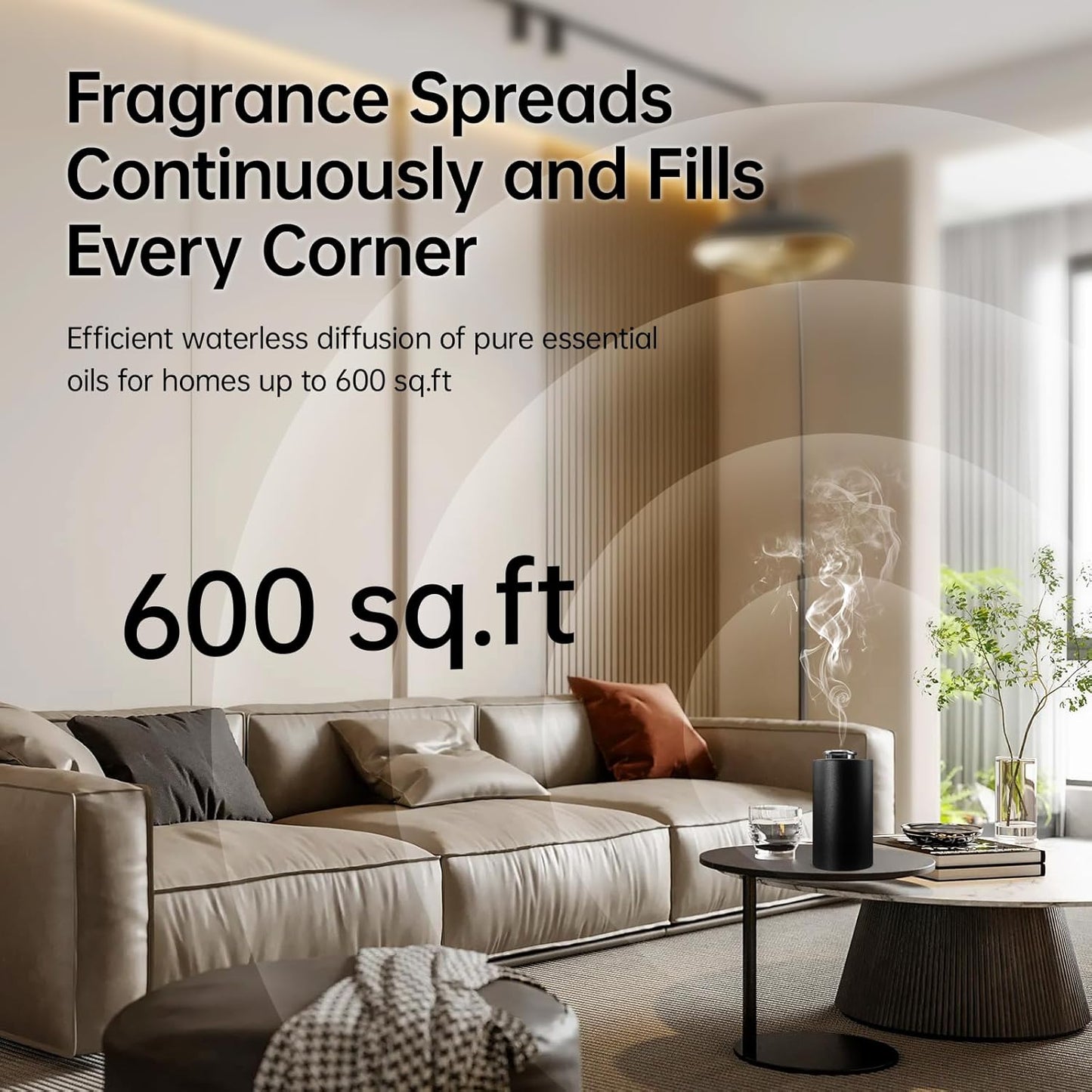 Waterless Essential Oil Diffuser, Battery Operated Mini Scent Air Machine for 5ml/ 10ml/ 20ml Essential Oils, Aromatherapy Diffuser with 3 Countdown Timers & 3 Mist Levels for Home, Car, Office