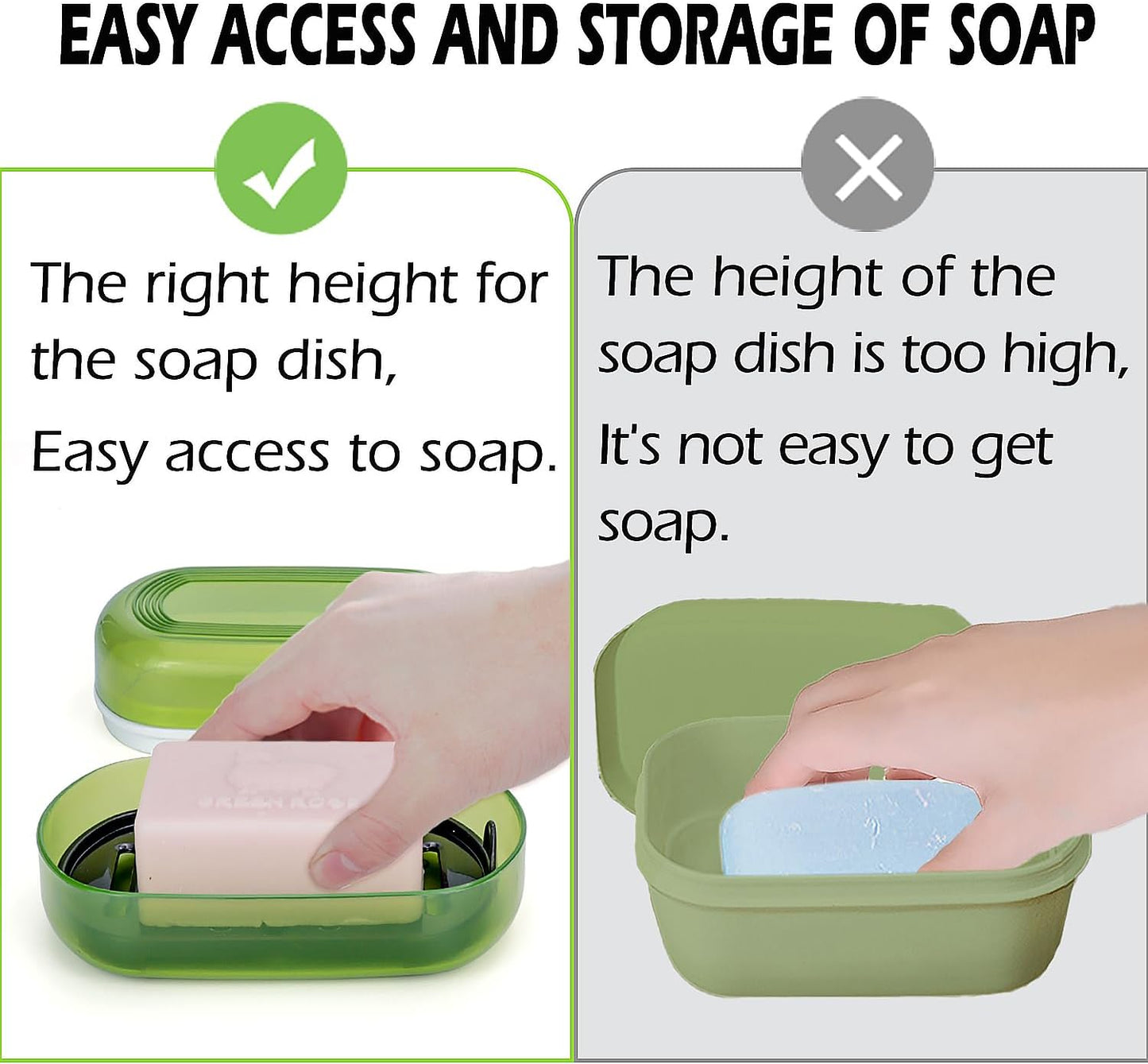 Travel Soap Case, Bath Soap Holder, Bar Soap Dish with Lid for Traveling,Portable Bar Soap Container for Traveling, Camping, Gym, Bathroom (Green)