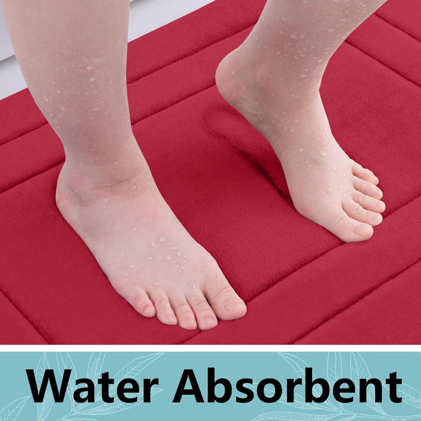 Arotive Memory Foam Bathroom Rug Mat 36x24, Ultra Soft and Absorbent Bath Mat, Machine Wash Dry, Comfortable Bath Rug Carpet for Bathroom Floor, Tub and Shower, Red