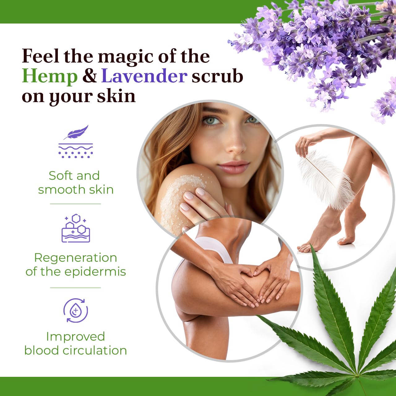 Natural Therapy Hemp & Lavender Salt Scrub – Exfoliating Body Scrub for Women – Moisturizing and Nourishing Skin – with Pure Oils and Dead Sea Minerals (23.28 Oz)