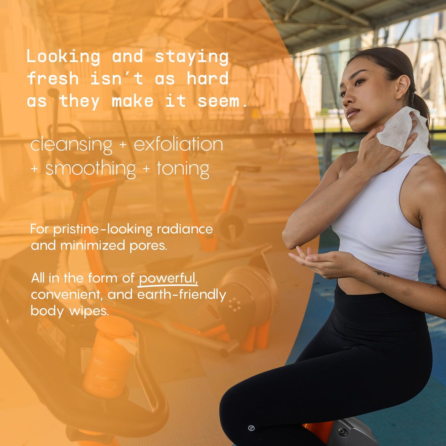 Refresh Body Wipes for Women - Cleansing Large Wash Cloth - Extra Thick & Moist - Armpit Sweat Cloths for Body Odor - No Rinse, No Shower - Fresh Citrus - Arnica Flower, Charcoal & Glycolic Acid