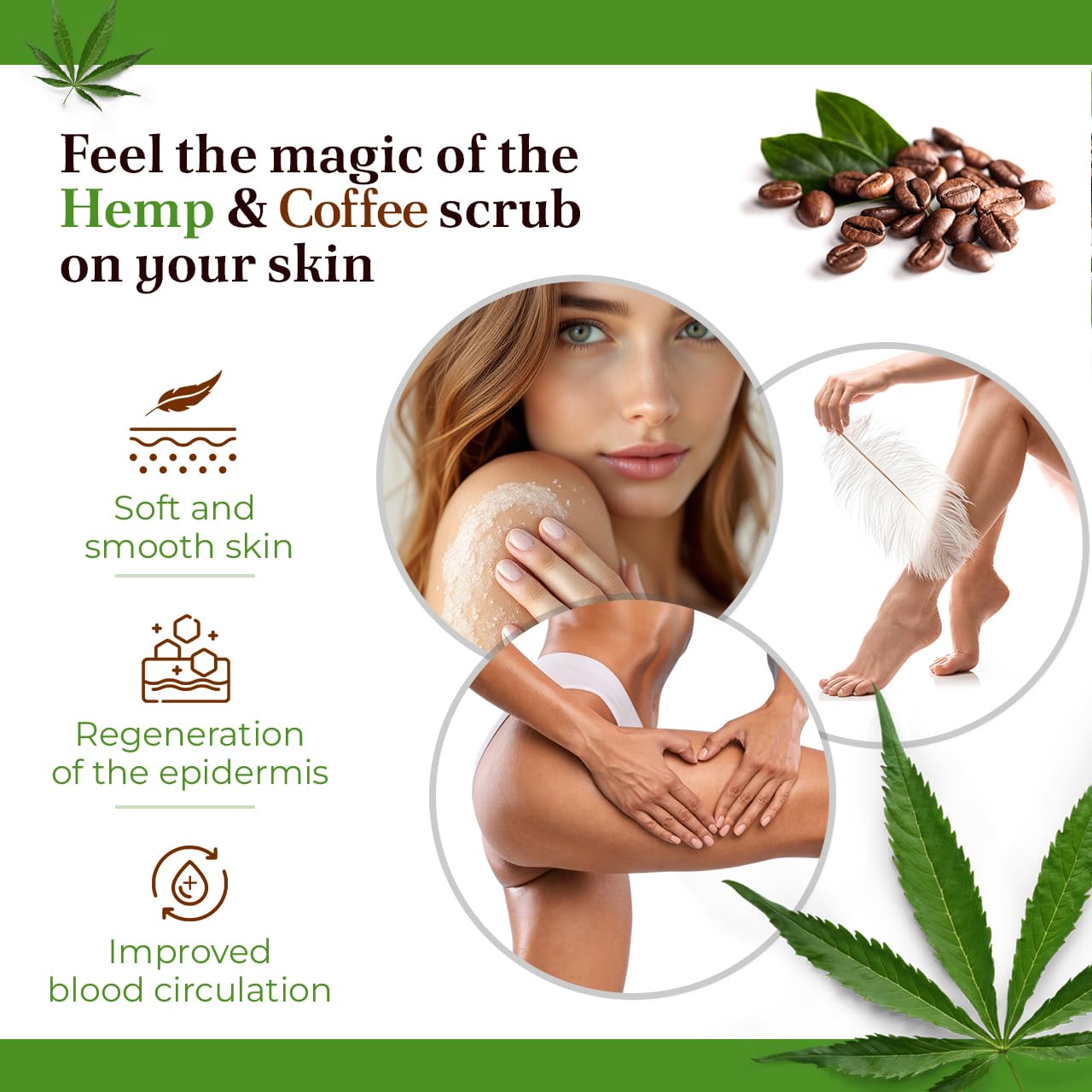 Natural Therapy Hemp & Coffee Salt Scrub – Exfoliating Body Scrub for Women – Moisturizing and Nourishing Skin – with Pure Oils and Dead Sea Minerals (23.28 Oz)