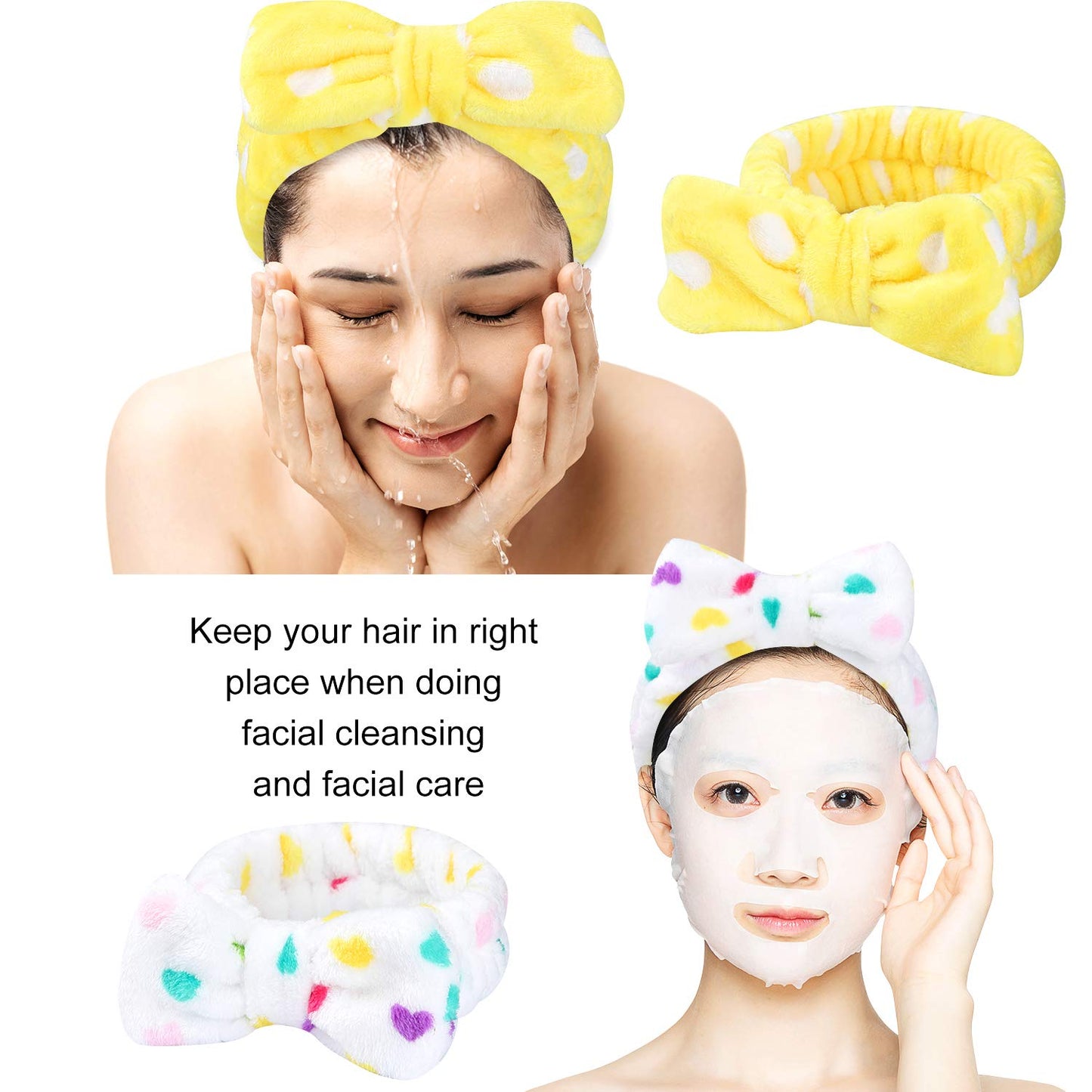 Stocking Stuffers for Teen Girls, 8 Pack Bow Spa Skincare Headband for Washing Face, Christmas Gifts Spa Party Favors Bulk Gifts for Teens Girls