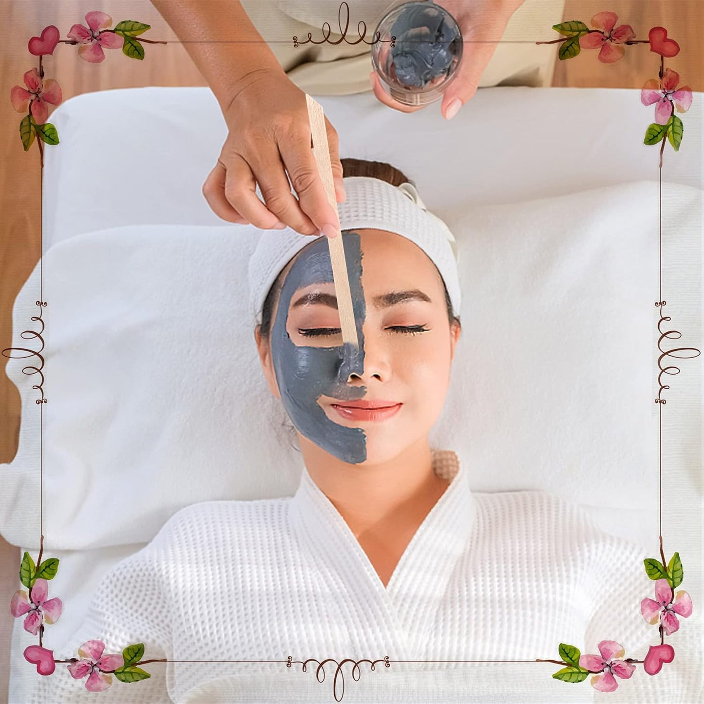 JANYUN 200 Pcs Eyebrow Waxing Sticks Wax Applicator, Wood Waxing Spatulas for Body Eyebrow Lip Nose and Small Hair Removal Sticks(Slanted Handle)