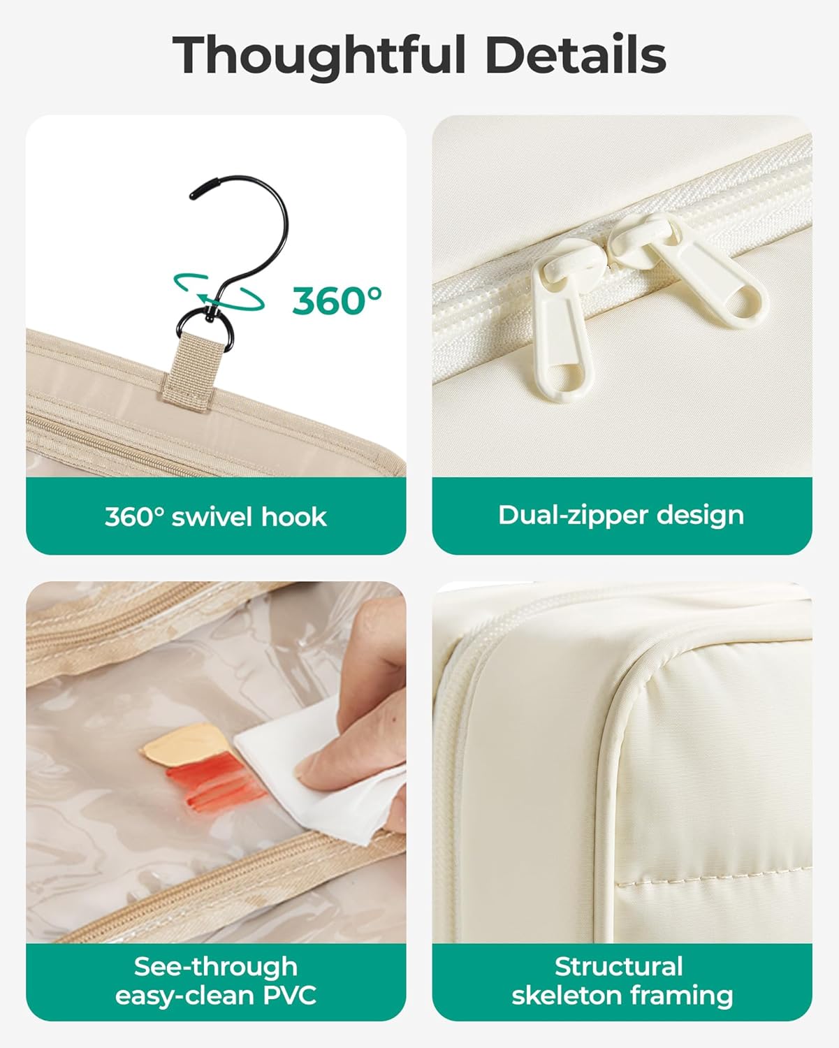 BAGSMART Travel Toiletry Bag for Womne, Hanging Travel Bag for Toiletries, Puffy Makeup Cosmetic Bag Organizer, Carry-on Travel Accessories Essentials, Dark Pink