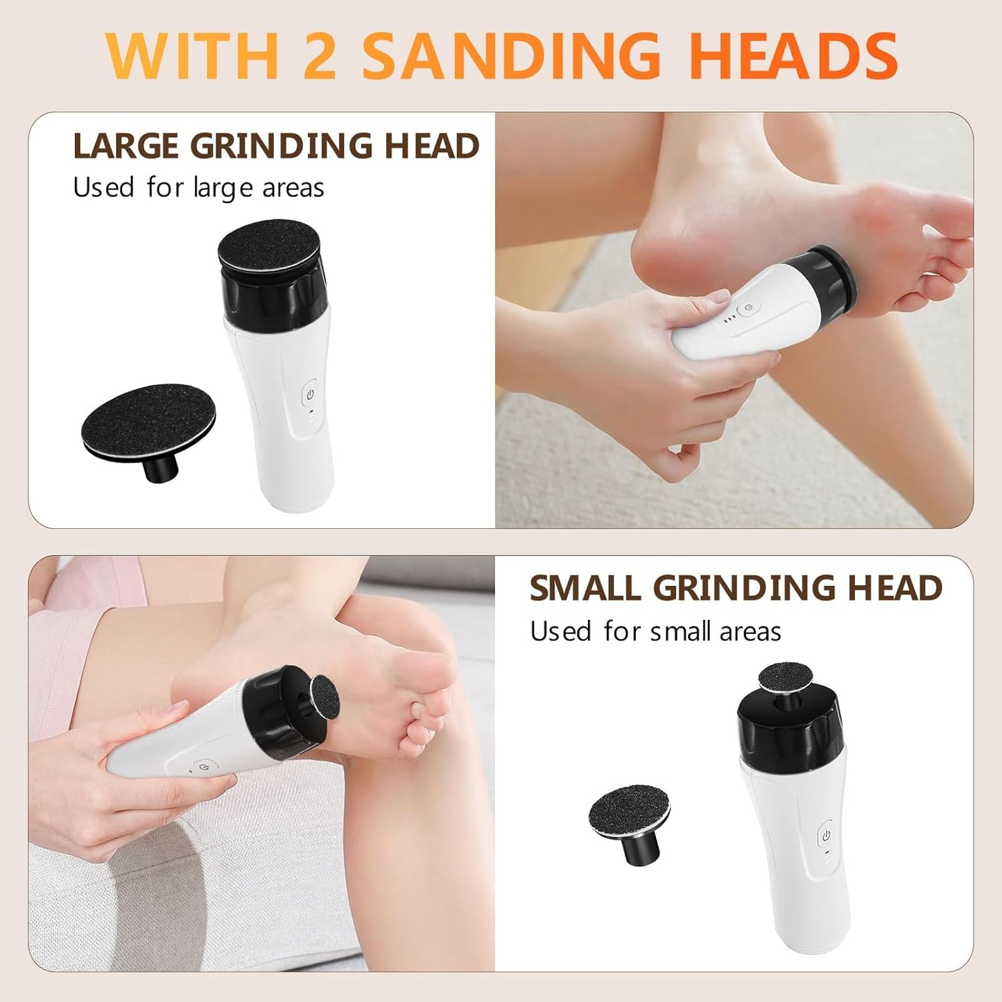 Rechargeable Electric Callus Remover for Feet, High Speed Electric Foot Callus Remover Powerful Feet Sander Grinder for Women Men Dead Skin Cracked Heels (White)