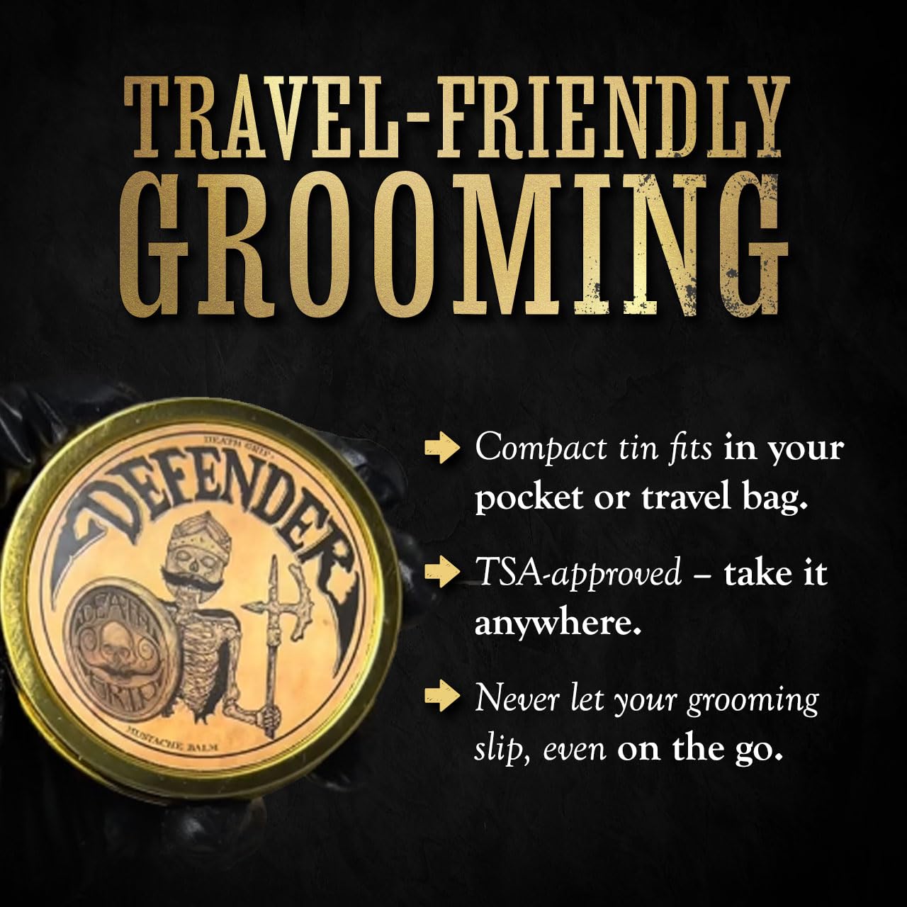 Mustache Balm for Men – Light to Medium Hold Beard & Moustache Wax – Natural Styling & Conditioning Grooming Kit – Soften & Shape Facial Hair 2oz – Death Grip