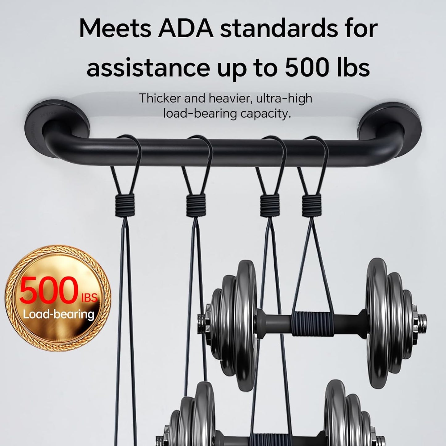 Joyrain 16-inch Bathroom Safety Grab Bar - 500lb Weight Capacity ADA Certified Anti-Slip Handle for Shower/Tub/Toilet, Elderly & Disabled Assist (Matte Black, 16 inch)