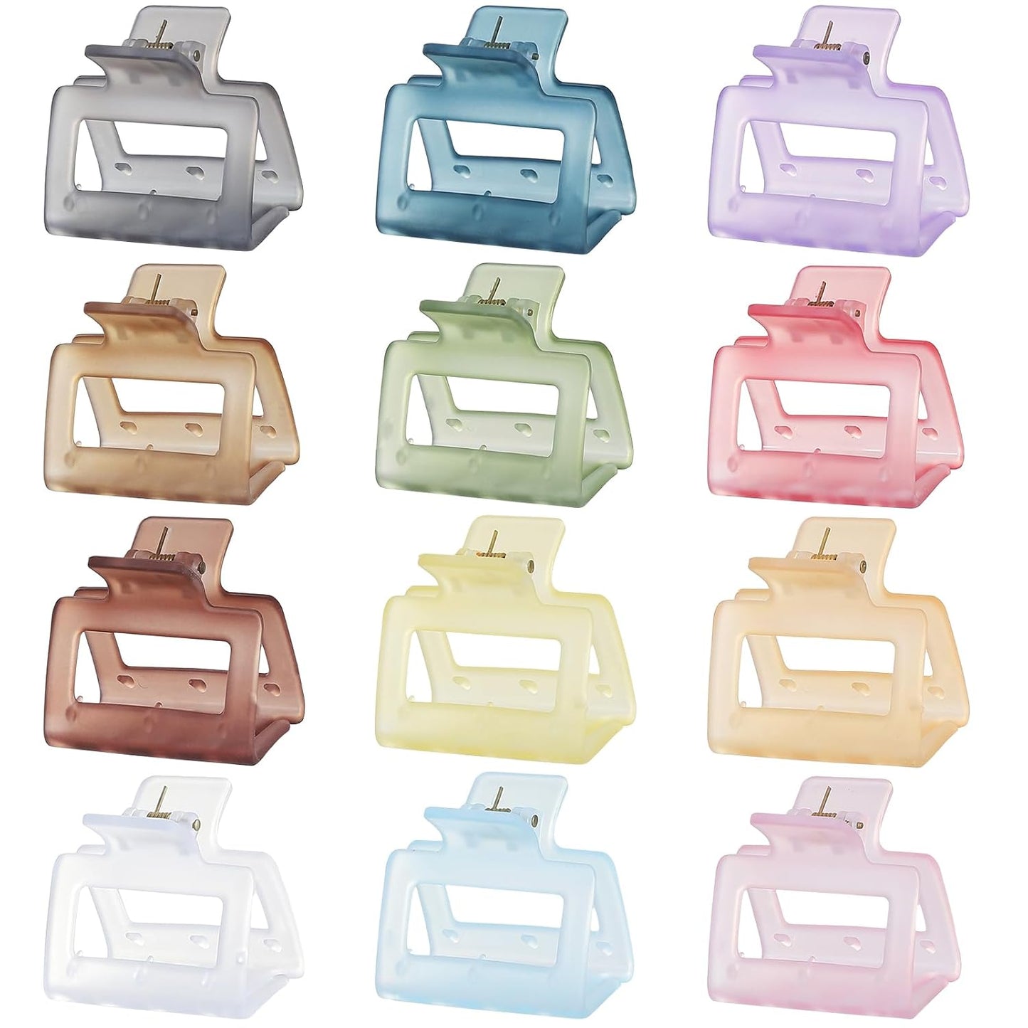2 Inch Medium Hair Claw Clips 12 Pcs Square Hair Clips for Thin Hair Matte Nonslip Acrylic Banana Jaw Clips Bulk Hair Accessories for women and Girls- Ice Cream