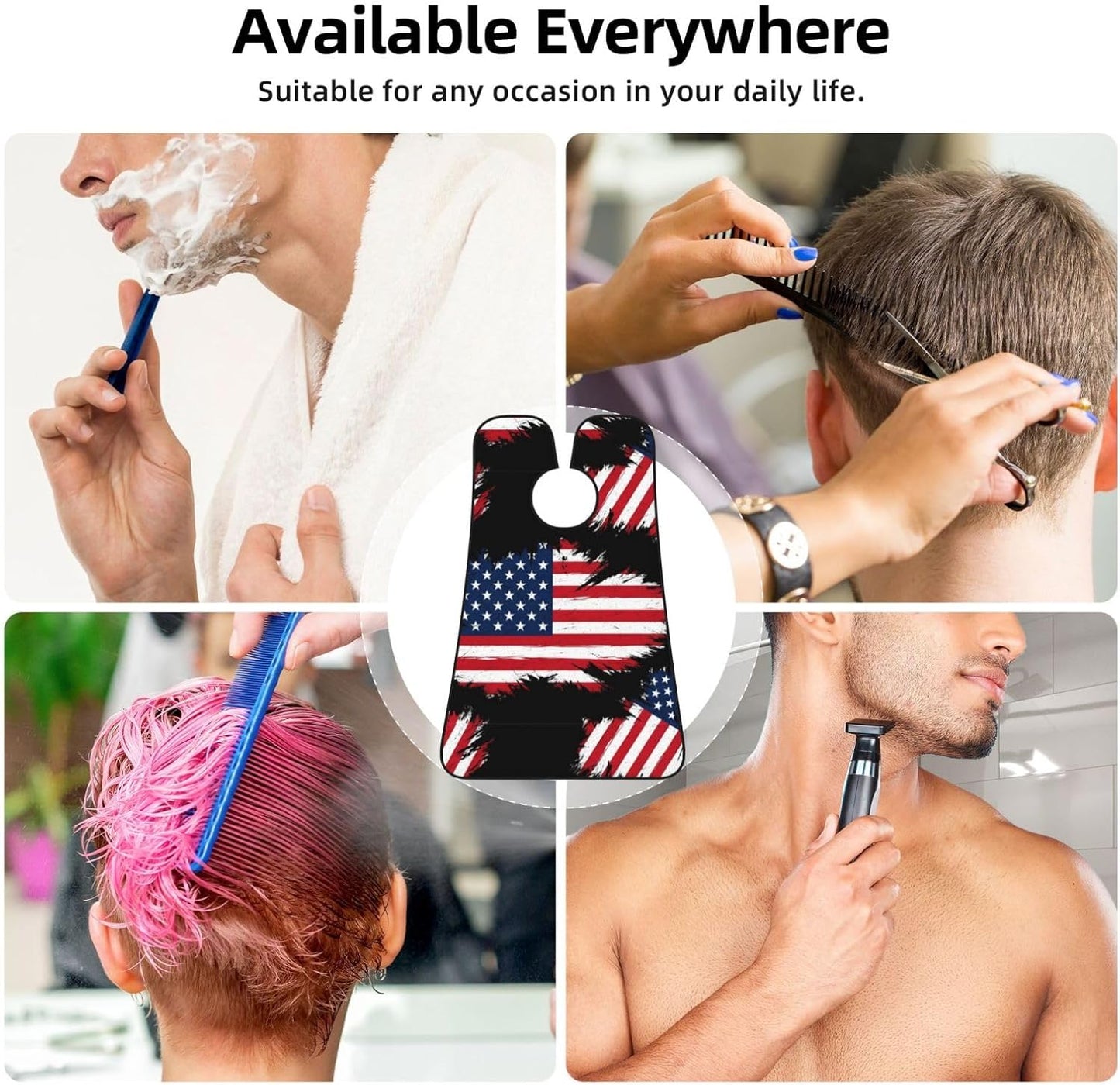 Men's Beard Maintenance Apron, Waterproof & Easy Clean, Grunge USA American Flag