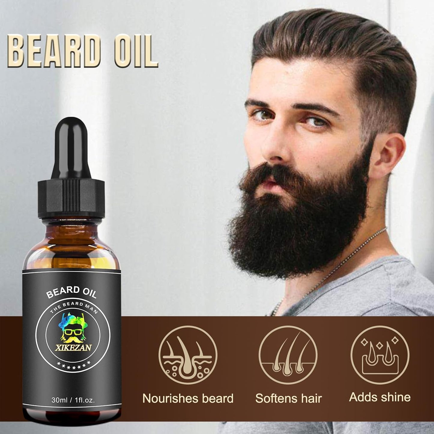 XIKEZAN Beard Kit for Men Grooming & Care Set w/2 Pack Beard Serum, Wash, Oil, Balm, Comb, Brush, Scissor, Bag, EBook, Unique Birthday Gifts for Men Him Dad Husband Brother Christmas Stocking Stuffers