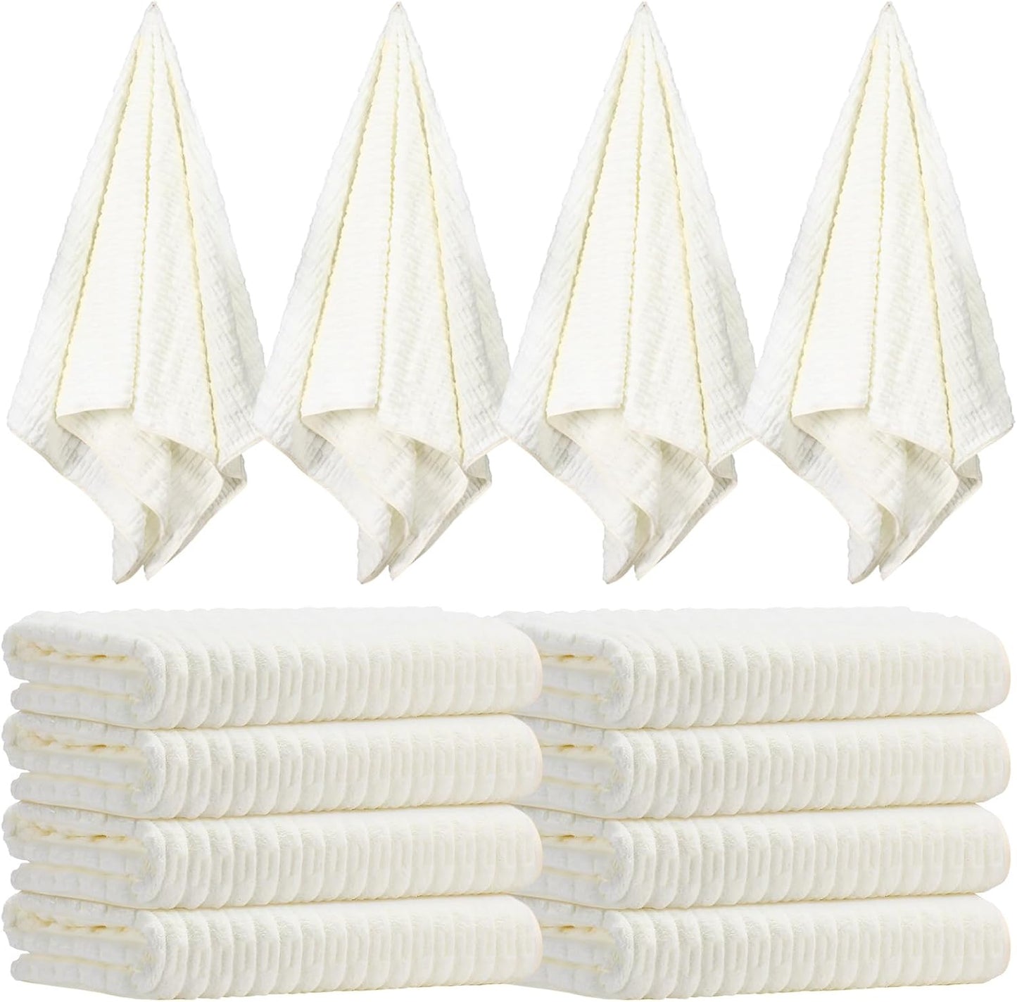 8 Pack Microfiber Bath Towels Bulk 27'' x 60'' Oversized Size Bath Towel Highly Absorbent Extra Large Soft Drying for Shower Beach Salon Winter Sport Spa Gym (Slub Velvet,White)