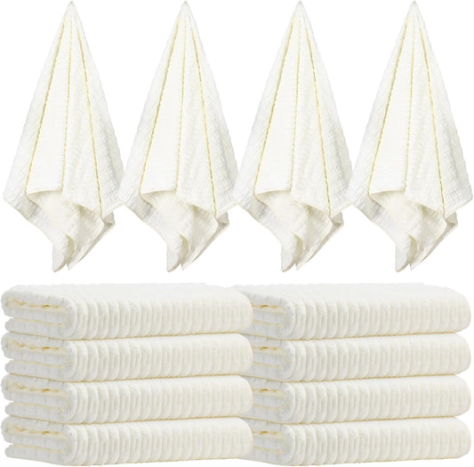 8 Pack Microfiber Bath Towels Bulk 27'' x 60'' Oversized Size Bath Towel Highly Absorbent Extra Large Soft Drying for Shower Beach Salon Winter Sport Spa Gym (Slub Velvet,White)