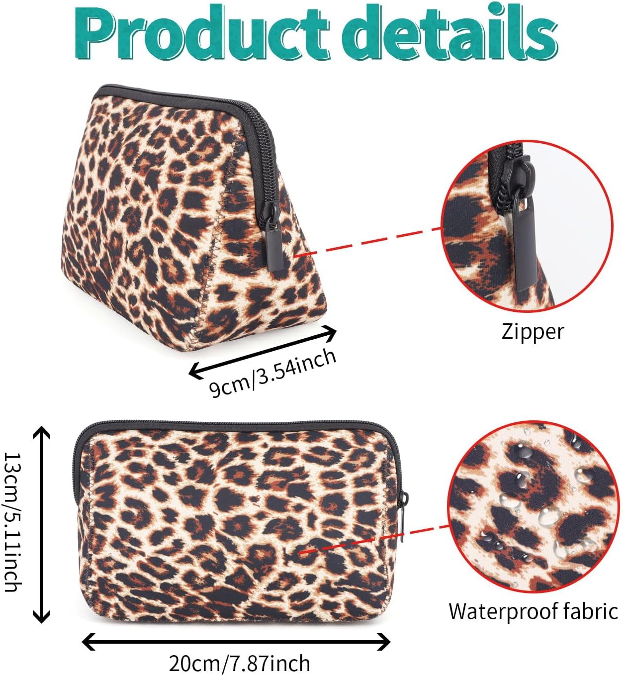 Cosmetic Bag Waterproof Neoprene Zipper Pouch Travel Portable Toiletry Makeup Bags Organizer Case for Women and Girls