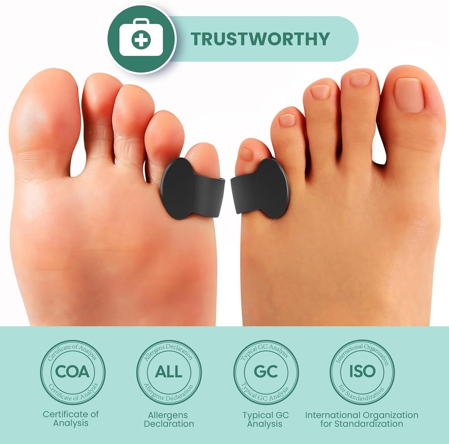 Welnove Pinky Toe Separator, 12 Pcs Black Gel Toe Spacers Bunion Corrector for Feet Women and Man, Little Toe Cushions for Curled Overlapping