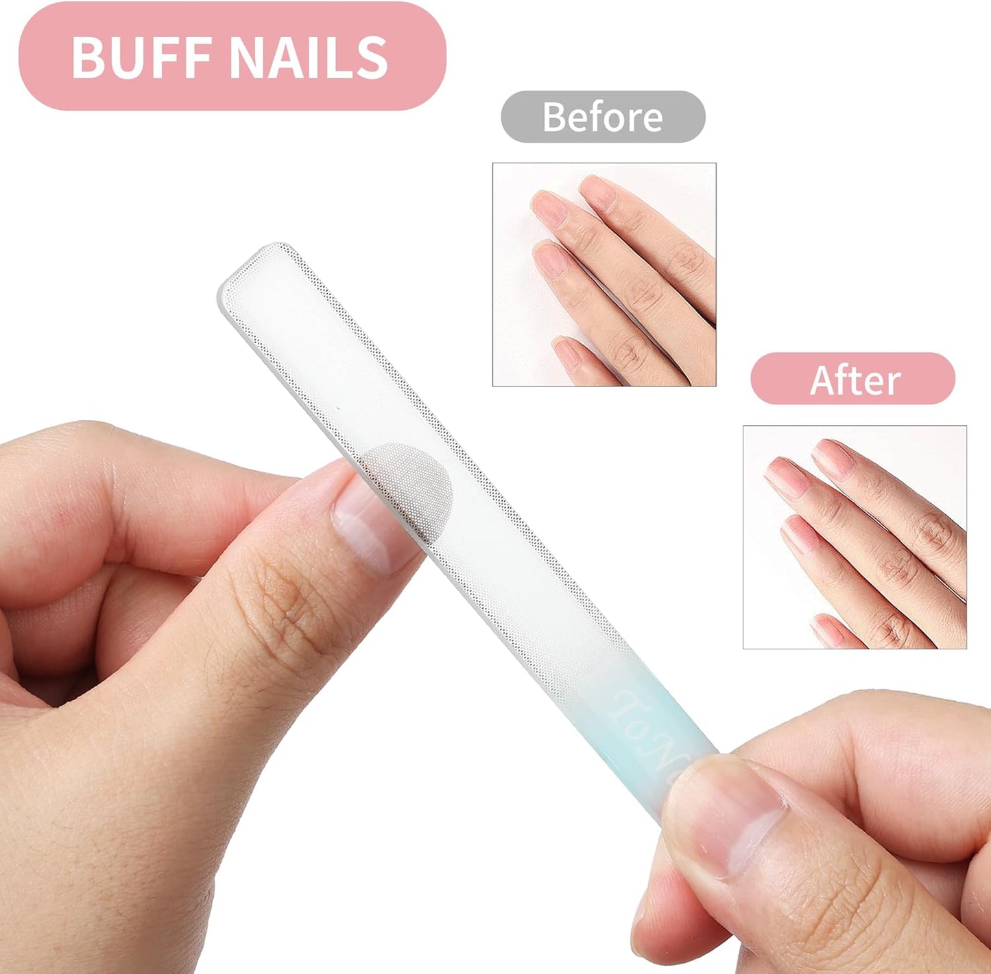 Nano Glass Nail Shiner Kit, 3-in-1 Manicure Tool-Nail Buffer for Shaping Buffing and Polishing Natural Nails, Fine Crystal Nail Files, Professional Manicure Tools for Home and Salon Use