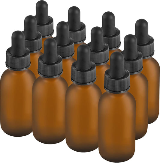 12 Pcs, 1oz Dropper Bottle, Amber Glass Eye Dropper Bottle, Tincture Bottles with Dropper, Pretty Finish, Leak-Proof Design, Stronger Suction for All Kinds of Mixed Liquids